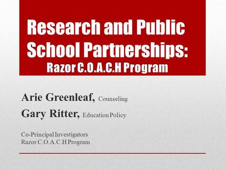 Research and Public School Partnerships: