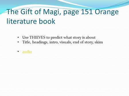 The Gift of Magi, page 151 Orange literature book