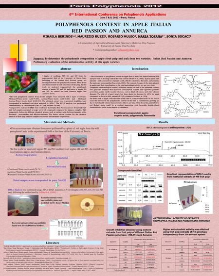 MIHAELA BERINDE 1,2, MAURIZIO RUZZI 2, ROSARIO MULEO 2, MARIA TOFANA 1*, SONIA SOCACI 1 1-Universitaty of Agricultural Science and Veterinary Medicine,