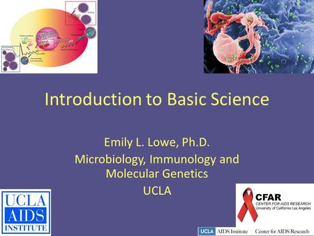 Introduction to Basic Science Emily L. Lowe, Ph.D. Microbiology, Immunology and Molecular Genetics UCLA.