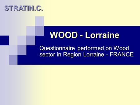 WOOD - Lorraine Questionnaire performed on Wood sector in Region Lorraine - FRANCE STRATIN.C.