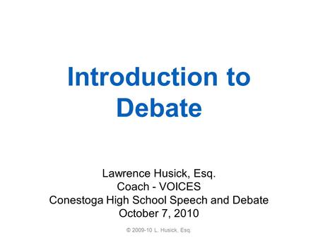 Introduction to Debate