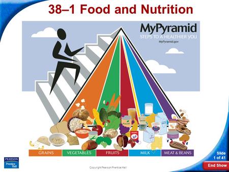 End Show Slide 1 of 41 Copyright Pearson Prentice Hall 38–1 Food and Nutrition.