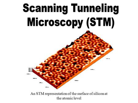 An STM representation of the surface of silicon at the atomic level.