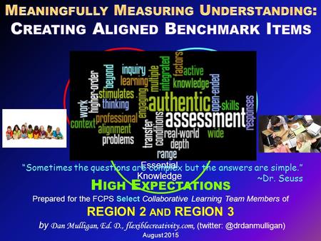 Prepared for the FCPS Select Collaborative Learning Team Members of REGION 2 AND REGION 3 by Dan Mulligan, Ed. D., flexiblecreativity.com,