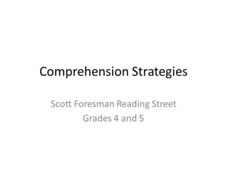 Comprehension Strategies