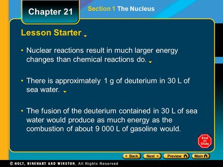 Chapter 21 Lesson Starter