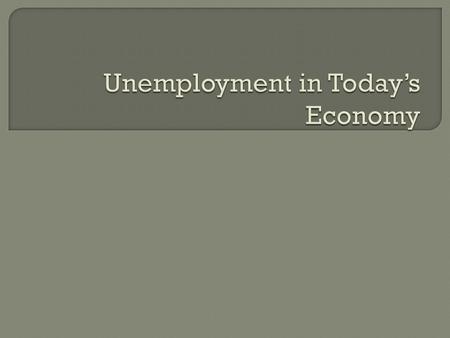  The unemployment rate = the percentage of the labor force that is jobless and actively looking for work Based on a country’s labor force, not the entire.