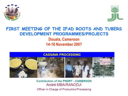 FIRST MEETING OF THE IFAD ROOTS AND TUBERS DEVELOPMENT PROGRAMMES/PROJECTS Douala, Cameroon 14-16 November 2007 Contribution of the PNDRT - CAMEROON André.