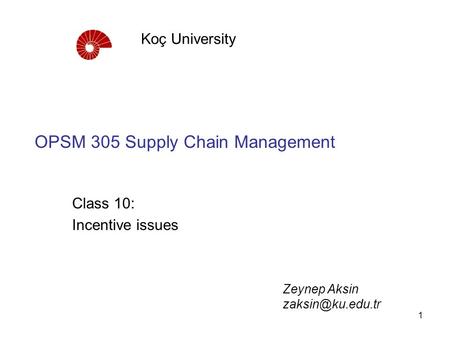 OPSM 305 Supply Chain Management