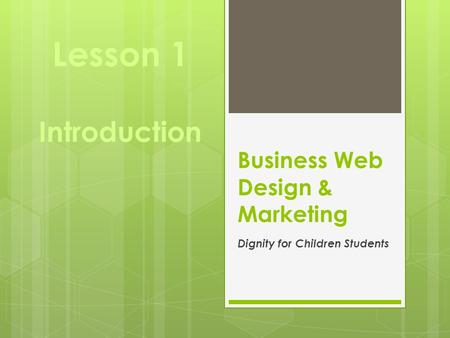 Business Web Design & Marketing Dignity for Children Students Lesson 1 Introduction.