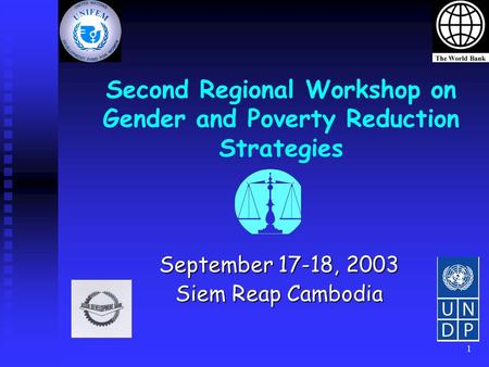 1 Second Regional Workshop on Gender and Poverty Reduction Strategies September 17-18, 2003 Siem Reap Cambodia.