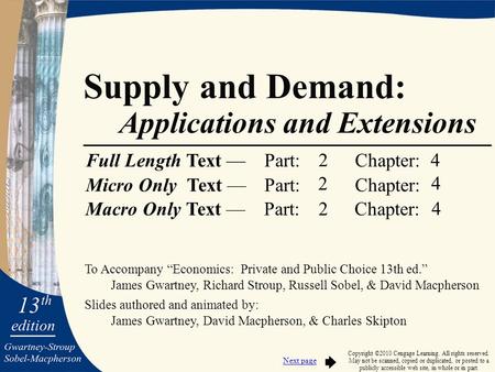 To Accompany “Economics: Private and Public Choice 13th ed.” James Gwartney, Richard Stroup, Russell Sobel, & David Macpherson Slides authored and animated.