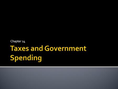 Chapter 14.  The Government’s Authority to Tax  Purpose of Taxation  The Power to Tax ▪ 1 st Power given to Congress  Limits on the Power to Tax ▪