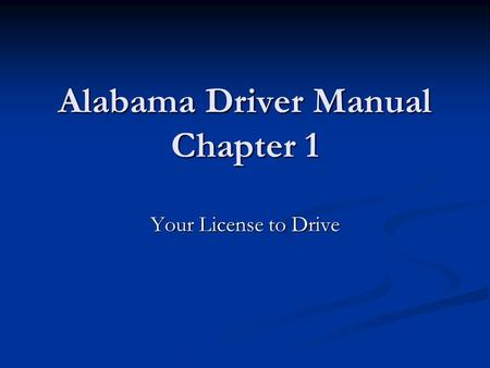 Alabama Driver Manual Chapter 1