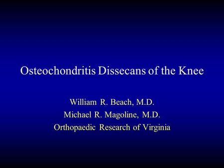 Osteochondritis Dissecans of the Knee