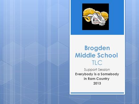 Brogden Middle School TLC Support Session Everybody is a Somebody in Ram Country 2013.