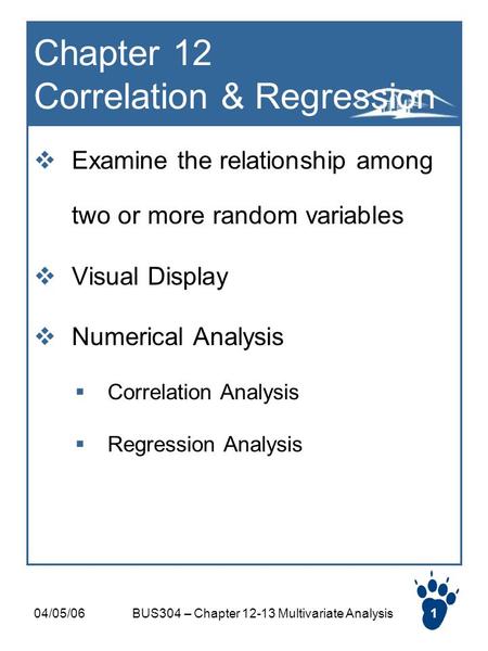 Chapter 12 Correlation & Regression