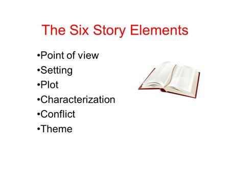 Point of view Setting Plot Characterization Conflict Theme