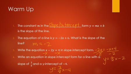 Warm Up. Lesson 71: Scatter Plots PROBABILITY AND STATISTICS.