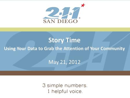 Board Meeting January 25, 2011 2-1-1 San Diego Welcomes The U.S. and Mexico Border Counties Coalition Story Time Using Your Data to Grab the Attention.