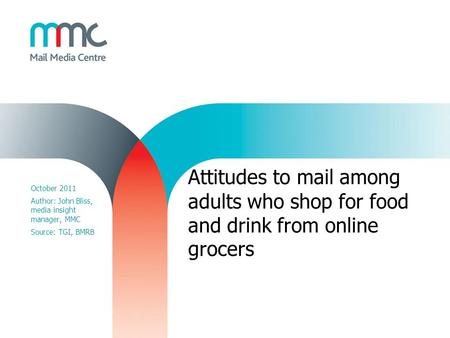 Attitudes to mail among adults who shop for food and drink from online grocers October 2011 Author: John Bliss, media insight manager, MMC Source: TGI,