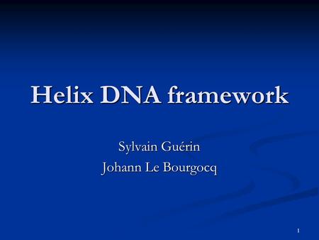 1 Helix DNA framework Sylvain Guérin Johann Le Bourgocq.