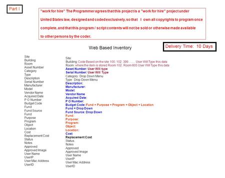 Web Based Inventory Site Building Room Asset Number Category Type Description Serial Number Manufacturer Model Vendor Name Acquired Date P O Number Budget.