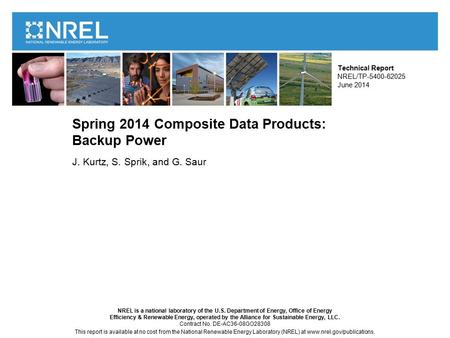 NREL is a national laboratory of the U.S. Department of Energy, Office of Energy Efficiency & Renewable Energy, operated by the Alliance for Sustainable.