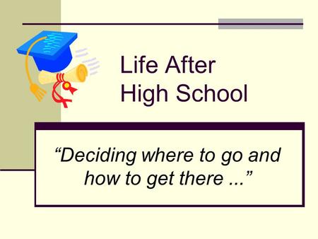 Life After High School “Deciding where to go and how to get there...”