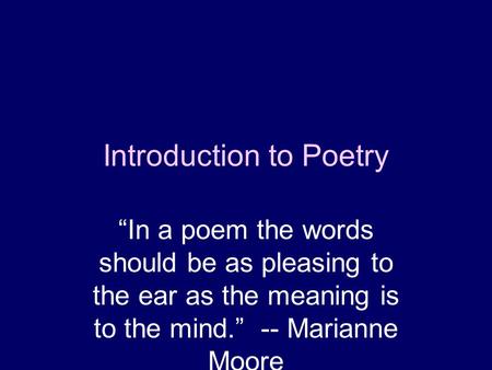 Introduction to Poetry