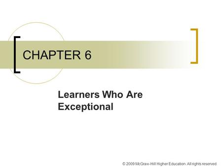 Learners Who Are Exceptional