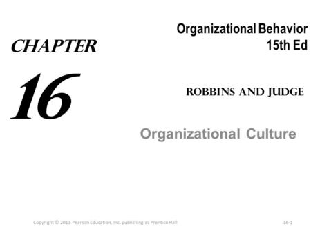 Organizational Behavior 15th Ed