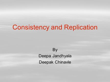 Consistency and Replication