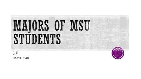 J. T. MATH 240. The purpose was to discover:  What factors affect the major an individual chooses:  Gender  Hometown  Involvement in sports  Whether.