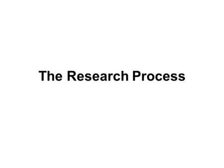 The Research Process.