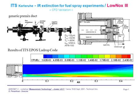 AERONET 2 - workshop “Measurement Technology” - cluster LECT Vienne 19/20 Sept. 2001 - Technical Univ. O. Penanhoat - Snecma Page 1 ITS Karlsruhe - IR.