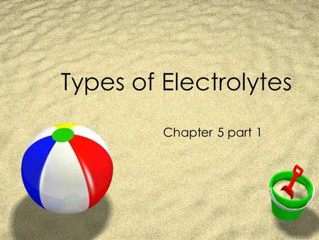 Types of Electrolytes Chapter 5 part 1. Types of Electrolytes 1)Non electrolytes 2)Weak electrolytes 3)Strong electrolytes.