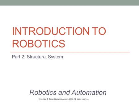 Introduction to Robotics