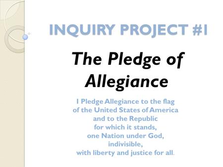 The Pledge of Allegiance