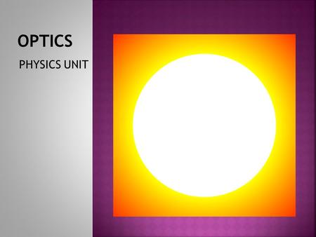 OPTICS PHYSICS UNIT.