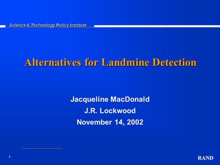 Alternatives for Landmine Detection