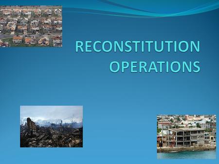 AGENDA DEFINE RECONSTITUTION IDENTIFY THE IMPORTANCE OF RECONSTITUTION REFERENCES REQUIREMENTS.