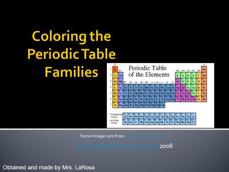 Coloring the Periodic Table Families