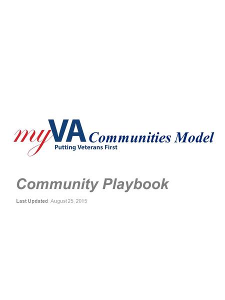 Communities Model Last Updated: August 25, 2015 Community Playbook.