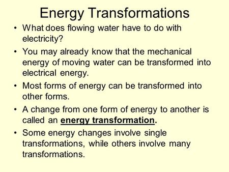 Energy Transformations