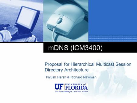 Company LOGO mDNS (ICM3400) Proposal for Hierarchical Multicast Session Directory Architecture Piyush Harsh & Richard Newman.