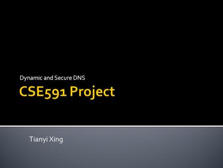 Dynamic and Secure DNS Tianyi Xing.  Establish a dynamic and secure DNS service in the mobicloud system.