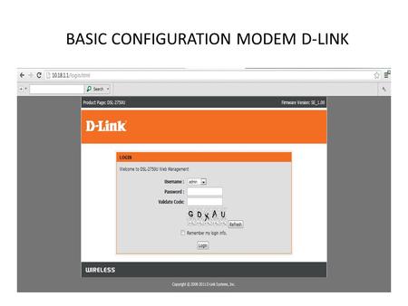 BASIC CONFIGURATION MODEM D-LINK