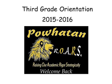 Third Grade Orientation 2015-2016. School Supplies 1 (2 inch) zippered binder 1 (1 inch) clearview 3 ring binder 2 three-prong pocket folders 2 packs.